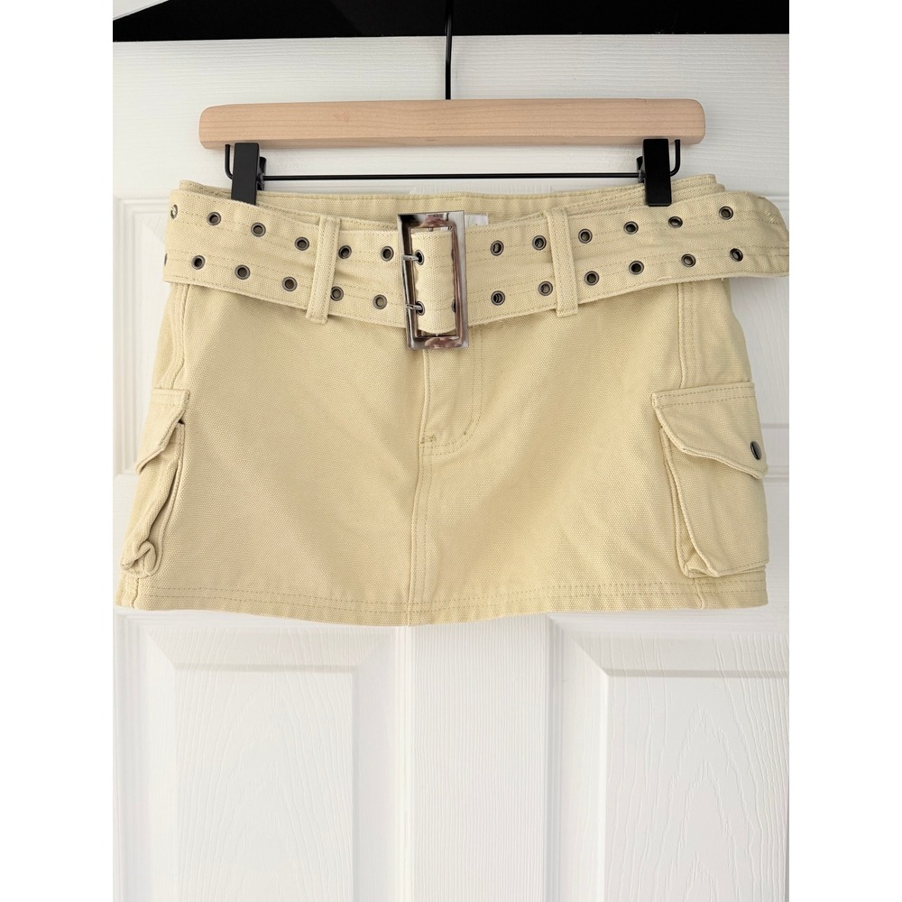Cargo Micro Mini Denim Skirt Y2K Chunky Belt Bratz